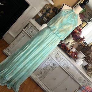 Beautiful Teal and gold dress, look like a goddess with a hint of gold sparkle.